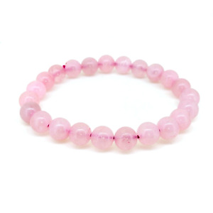 8 MM Natural Pink Rose Quartz Beads Healing Crystal Fashion Bracelet 7.8 Inch
