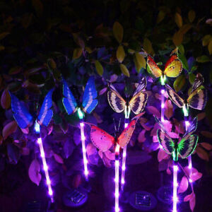 Solar Powered LED Butterfly Lights Yard Garden Decor Color Changing Pathway Lamp