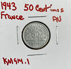 1943 France 50 Centimes ( WWII)  Aluminum ETAT FRANCAIS TRAVAIL FAMILIE