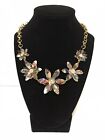 Flower Necklace Chain Link Multi Colored Resin Flowers Rhinestones 21.5”