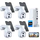 Wireless Solar Power Security Camera System Outdoor 4MP PTZ NVR HDMI Output Lot