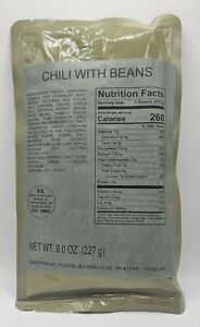 Authentic USGI Ration Entree - Chili with Beans - Army Ration Meal Ready to Eat