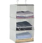 Simple Houseware 3 Shelves Hanging Closet Organizer with Front Stopper, Grey