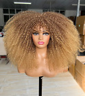 Sweece Long Curly Afro Wig with Bangs for Black Women Afro Bomb Kinky Curly Hair