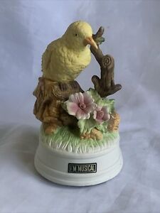 New ListingVintage Yellow Bird w/ Flowers Music Box - TURNS