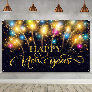 Happy New Year Party Decoration Supplies, Extra Large Fabric Happy New Year Bann