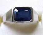 14k Real White Gold Men's Engagement Ring 2.00Ct Natural Blue Sapphire Ring