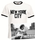 John Lennon Vintage Ringer Black and White New York City T-Shirt The Beatles
