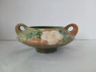 New Listing Roseville Pottery Pink White Rose Double Handle Footed Tea Set Bowl