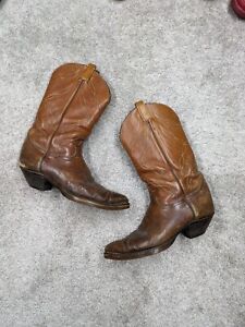 Tony Lama Vibram Sole USA MADE Mens 11.5 D 4115 Cowboy Boots Western Tan Leather