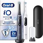 Oral-B iO8 Magnetic Technology Electric Toothbrushes White & Black Handles TWIN