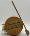 Vintage Small Rawhide Drum with Feathers Native American
