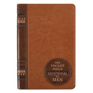 The Pocket Bible Devotional for Men---lux leather, brown