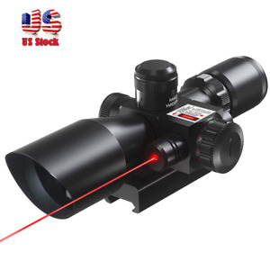 Tactical Holographic Optics Rifle Scope Sight with Red Laser Rail Mount Hunting