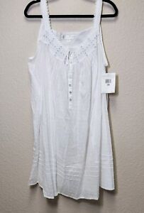 NWT Eileen West White Sheer Heirloom Polka Dot Cotton Knee Length Nightgown 1X