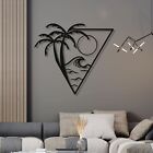 Ocean Metal Wall Art, Palm Tree Wall Decor, Metal Wave Sun Wall Art, Tropical