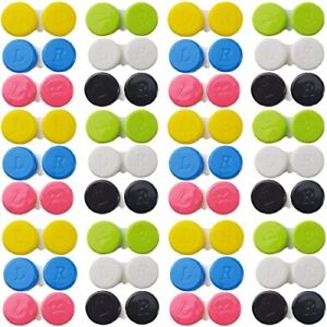 60 Pack Contact Lens Case Box Colorful Container Case Set for Contact Lens