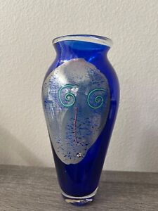 Fineline Studio Blue Art Glass PICASSO Face Vase SIGNED/DATED Mint!