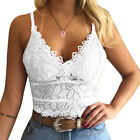 Womens Backless Lace Floral Bralette Crop Top Padded Bra Ladies Cami Vest Tank