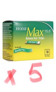 Nova Max Plus Blood Ketone Test Strips - 5 Box of 10 Each - Freaky Fast Shipping