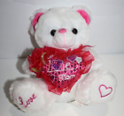 Charming Toys White Plush Valentine Teddy Bear 9