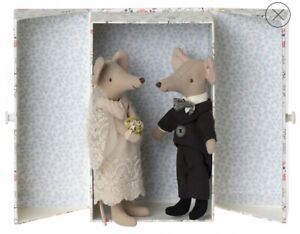 New Maileg Wedding Mice Couple Bride & Groom Just Married With Collectible Box.