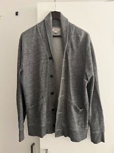 Wallace & Barnes Sweater Jacket Mens Medium Gray Shawl Collar Cardigan J.Crew