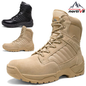 NORTIV8 Men's Military Tactical Work Boots Side Zipper Hiking Combat Boots Shoes