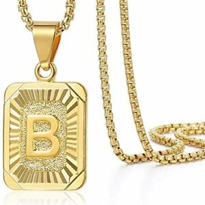 Initial Letter Pendant Necklace Men Women Capital Letter A Z Stainless Steel New