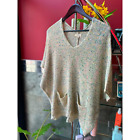 Promesa Oversized Knit Pullover Cream Multicolor Sweater Poncho 2 Front Pockets