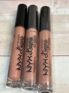 Lot of 3- NYX Lip Lingerie  Shimmer Gloss LLS03 Bare with Me  New/Sealed