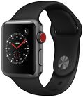 Apple Watch Series 3 38mm Space Gray Case Black Band GPS + Cellular - Very Good