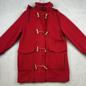 Orvis Parka Over Coat Womens Small Red Wool Flannel Lined Toggle Button Outdoor