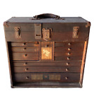 Vintage Frederick Post Co. Machinist Tool Box Wooden Carrying Case w/Drawers