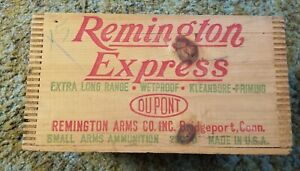 REMINGTON EXPRESS Ammo Box Wood Crate 20 Gauge Shot Shells Vintage