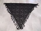 Large Black Lace Shawl with Fringes on Bottom - Excellent Condition