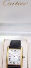 Cartier Tank 18ct Gold on Sterling Silver Mid Size Vintage Watch in Cartier Box.