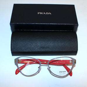 New PRADA Women's Grey & Pink Cat Eye EYEGLASSES Frames VPR-58U, 53-17-140