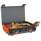 Adventure Ready 2-Burner Propane Camping Griddle with Latching Hood and Handle，