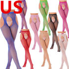 US Women Pantyhose Stockings Mesh Suspender Hollow Out Thigh-High Fishnet Tights