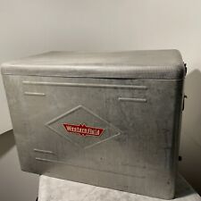 Western Field Vintage 1950’s ?  Camping Hunting Silver Ice Chest Metal Soda Pop