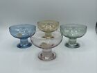 Vintage Mid Century Modern Glass Cocktail Cups - Pastel Colors Crystal Glassware