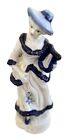 New ListingVintage Porcelain Lady Figurine Victorian with LYRE HARP Blue White
