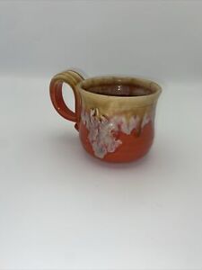 New ListingLarge Hand Sculpted Unique Art Pottery Mug Orange