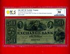 1857-58 $50 Virginia, Norfolk Exchange Bank PCGS 30 Very Fine Banknote