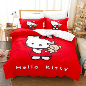 Red Hello Kitty Duvet Cover Quilt Cover Twin Queen Bedding Set Comforter Cover