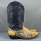 Vintage Laredo Cowboy Boots Mens Size 10.5 D Black Yellow Snakeskin Made In USA