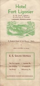 Vintage HOTEL FORT LIGONIER Sales Brochure Ligonier, Pennsylvania