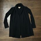 100% 2 Ply Cashmere Marisa Christina Knitted Open Black Cardigan Sweater Top M