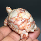 98g Natural Crystal.Red Lace stone.Hand-carved.Exquisite tortoise.statues A75
